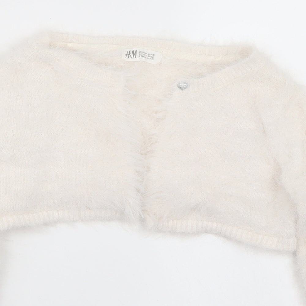 H&M Girls White   Cardigan Jumper Size 4 Years