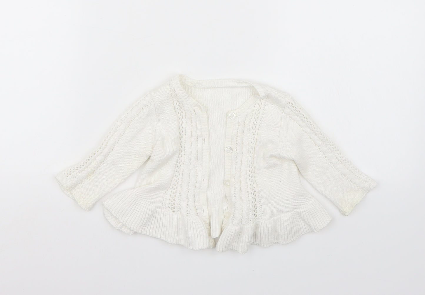 Matalan Baby White   Cardigan Jumper Size 3-6 Months