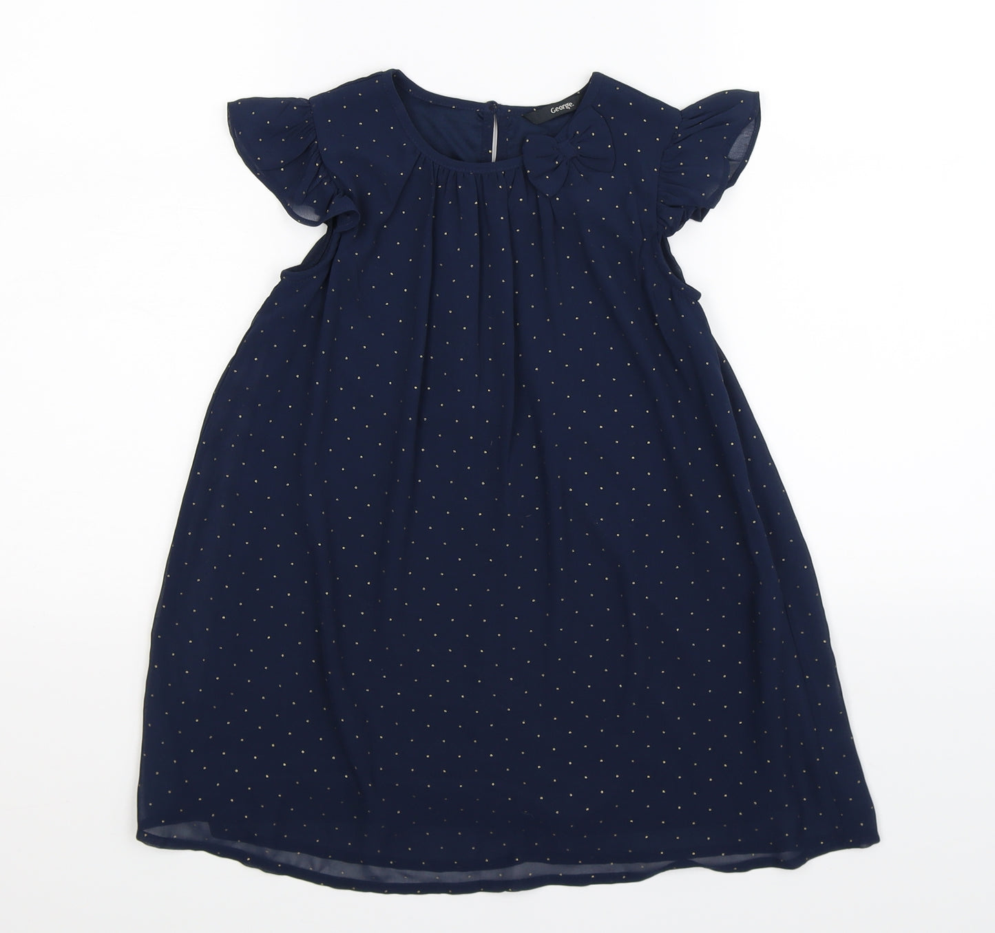 George Girls Blue Spotted Satin Fit & Flare  Size 3-4 Years