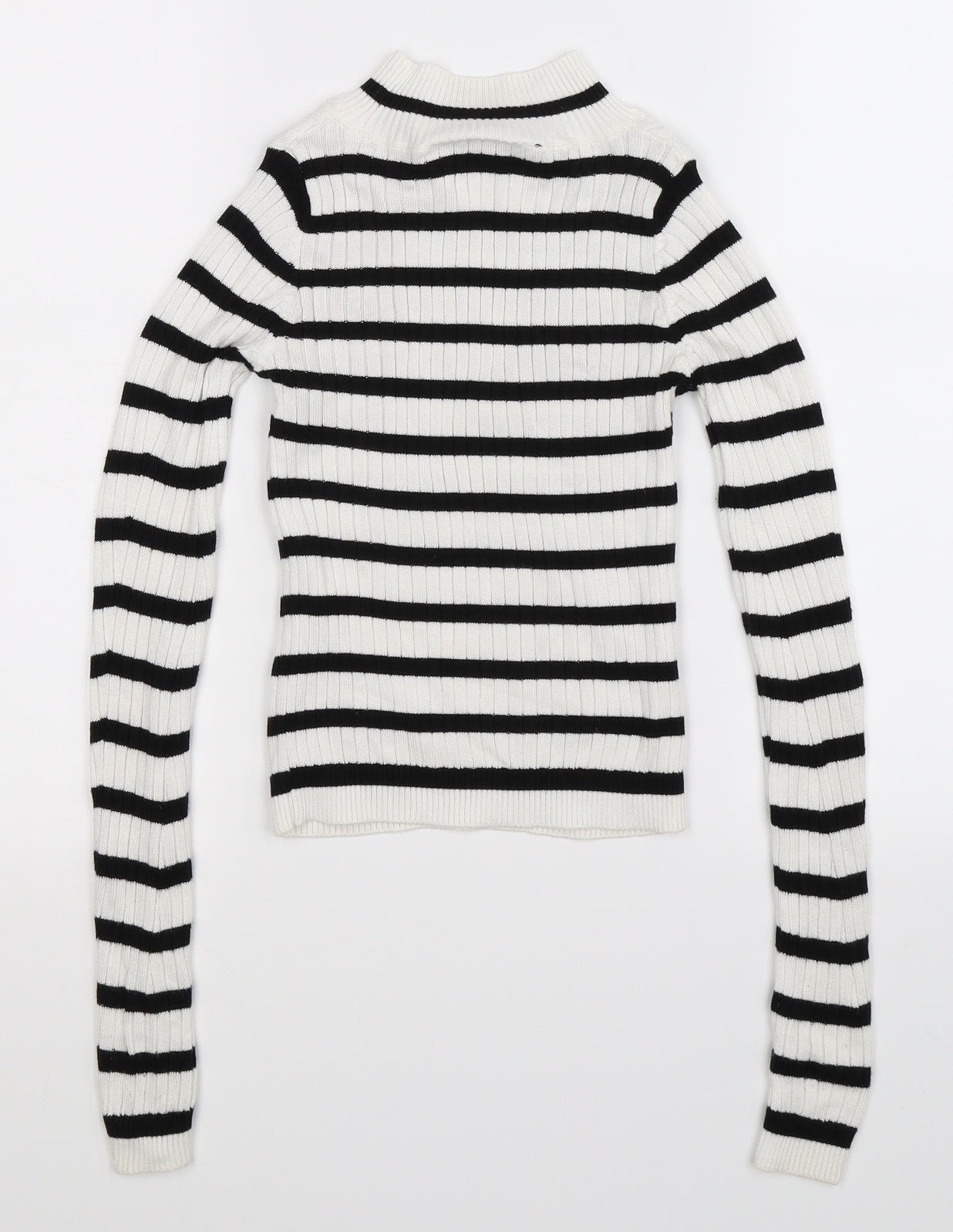 Topshop Womens White Striped Knit Pullover Jumper Size 4