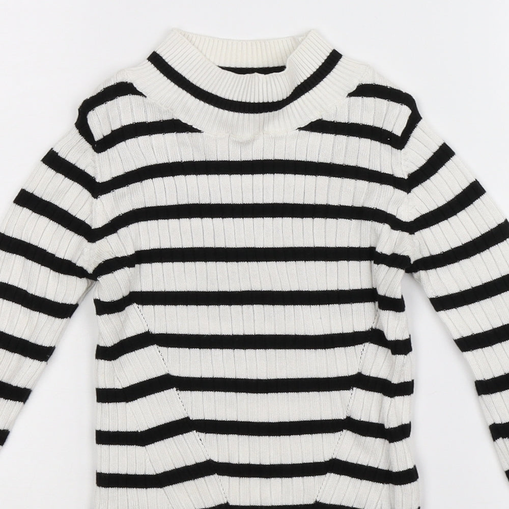 Topshop Womens White Striped Knit Pullover Jumper Size 4