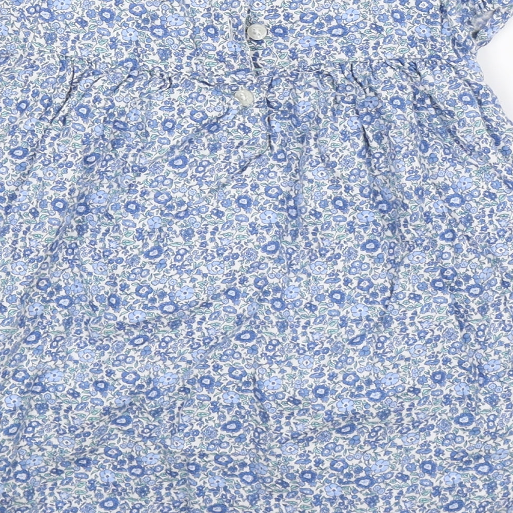 Marks and Spencer Girls Blue Floral  Fit & Flare  Size 12-18 Months