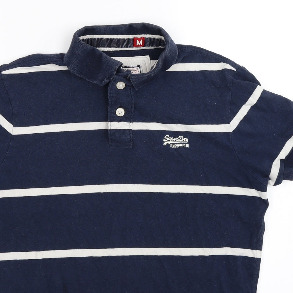 Superdry Mens Blue Striped   Polo Size M