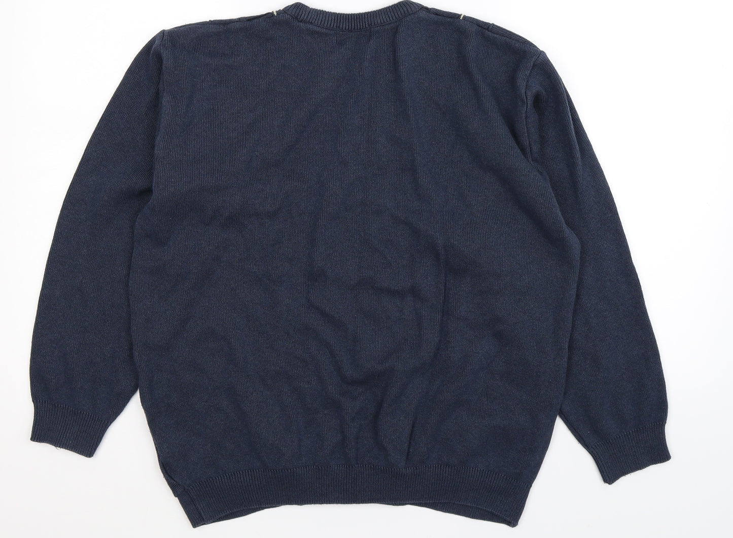 Greenwoods Mens Blue Striped Knit Pullover Jumper Size M