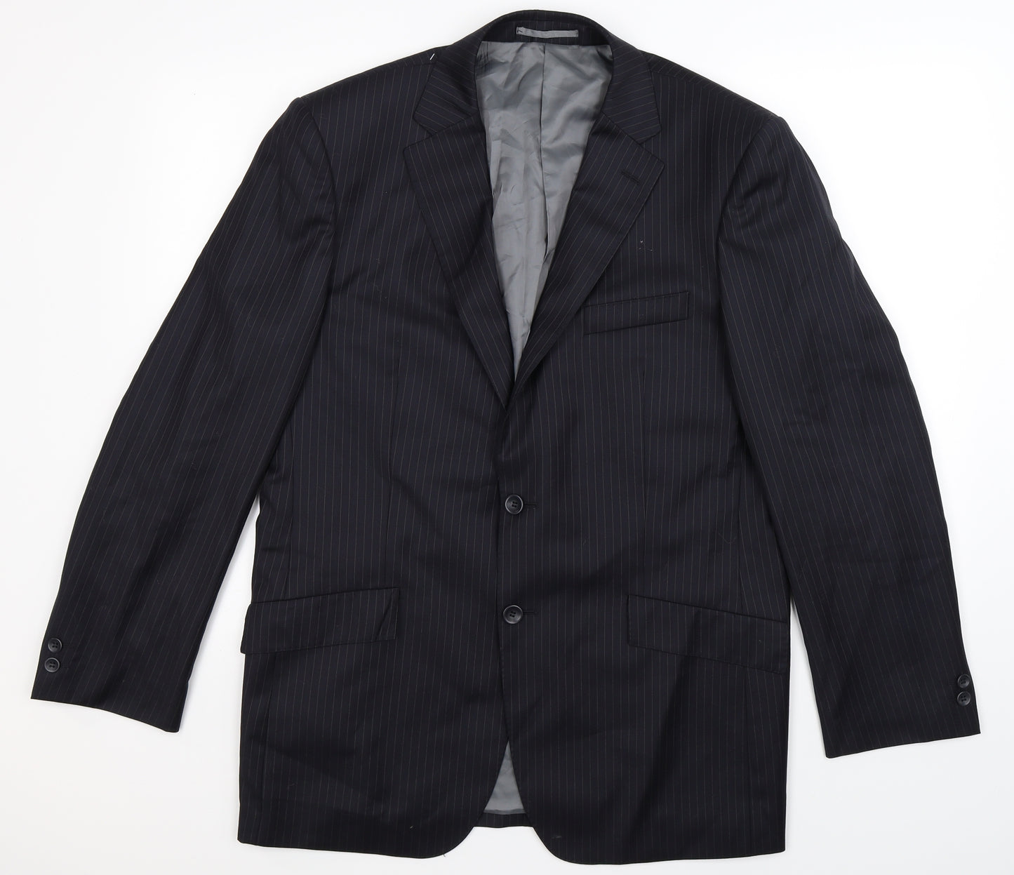Pierre Cardin Mens Blue Striped  Jacket Suit Jacket Size 42