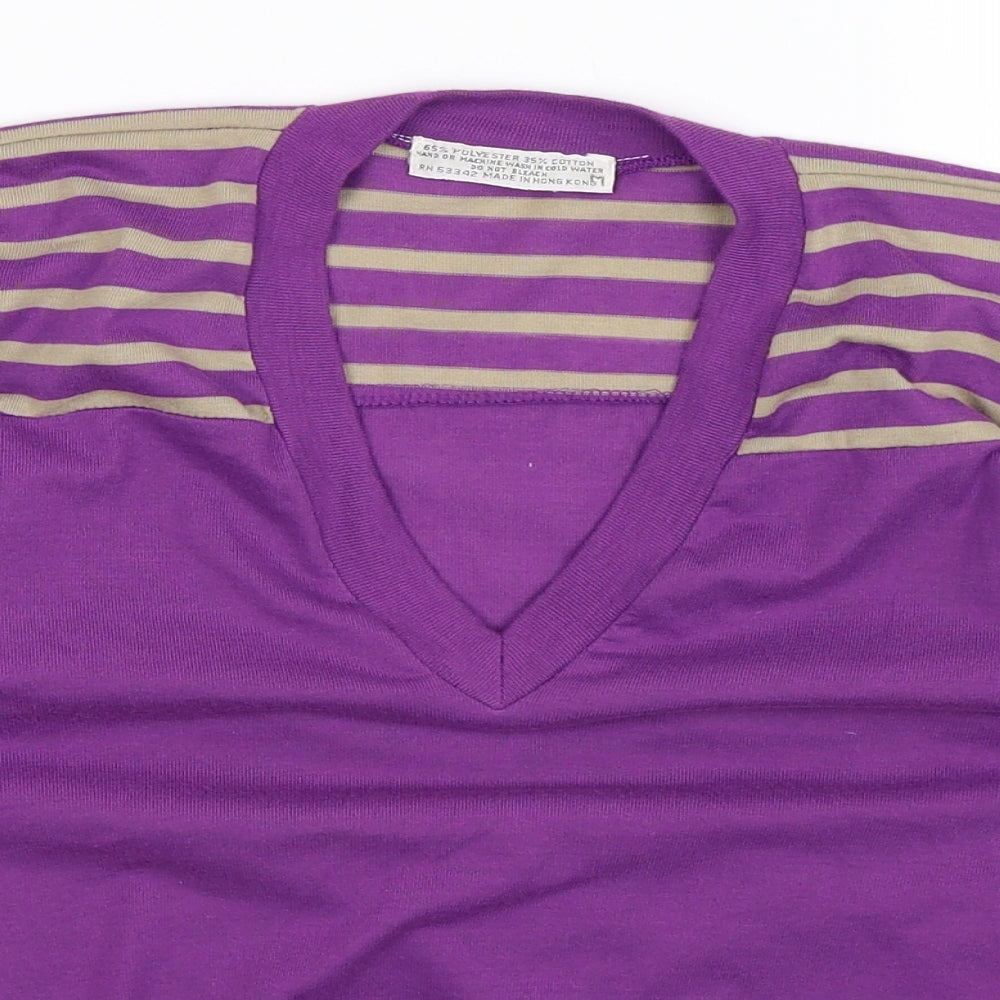 Preworn Womens Purple Striped Knit Pullover Jumper Size M