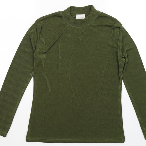 Text Womens Green  Knit Pullover Jumper Size M