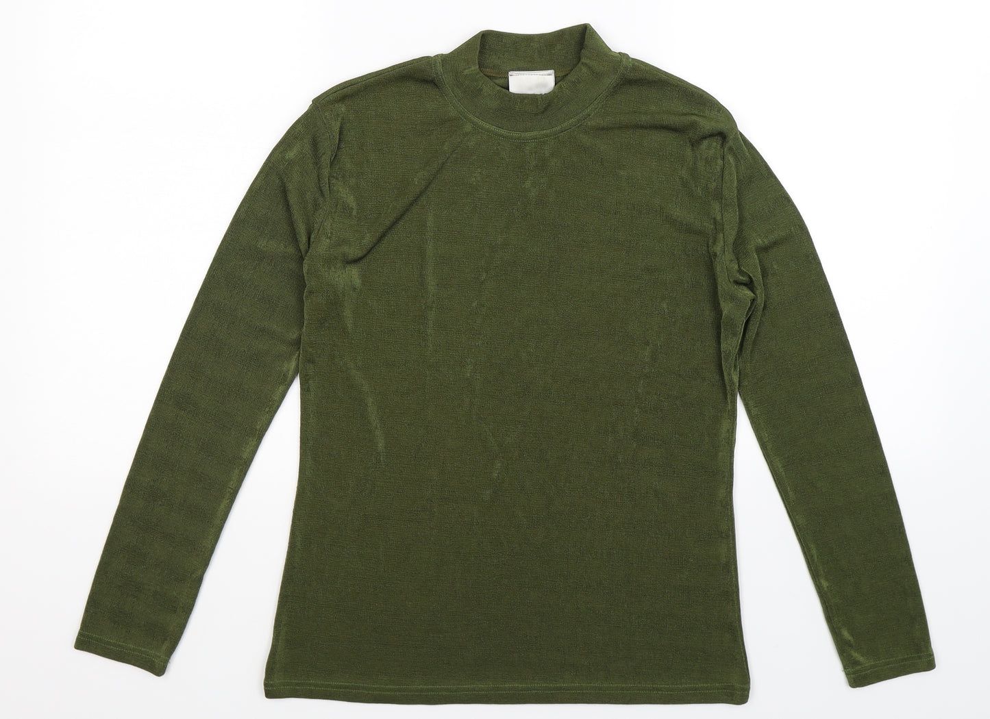 Text Womens Green  Knit Pullover Jumper Size M