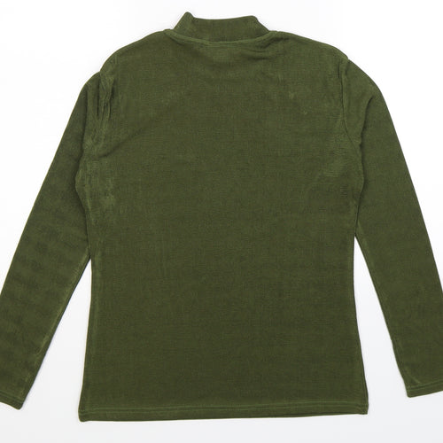 Text Womens Green  Knit Pullover Jumper Size M