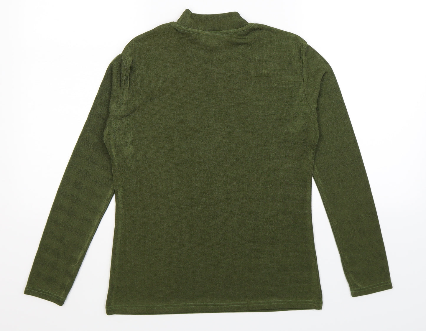 Text Womens Green  Knit Pullover Jumper Size M