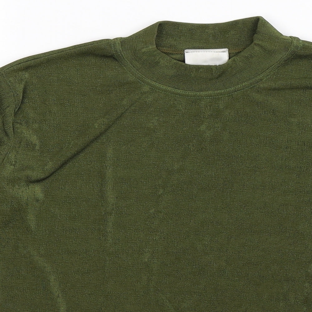 Text Womens Green  Knit Pullover Jumper Size M