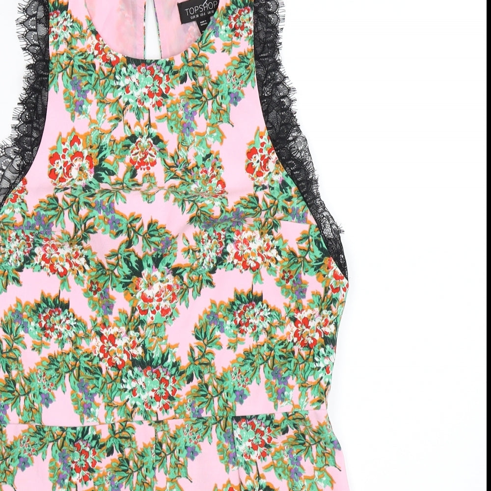 Topshop Womens Multicoloured Floral  Playsuit One-Piece Size 10