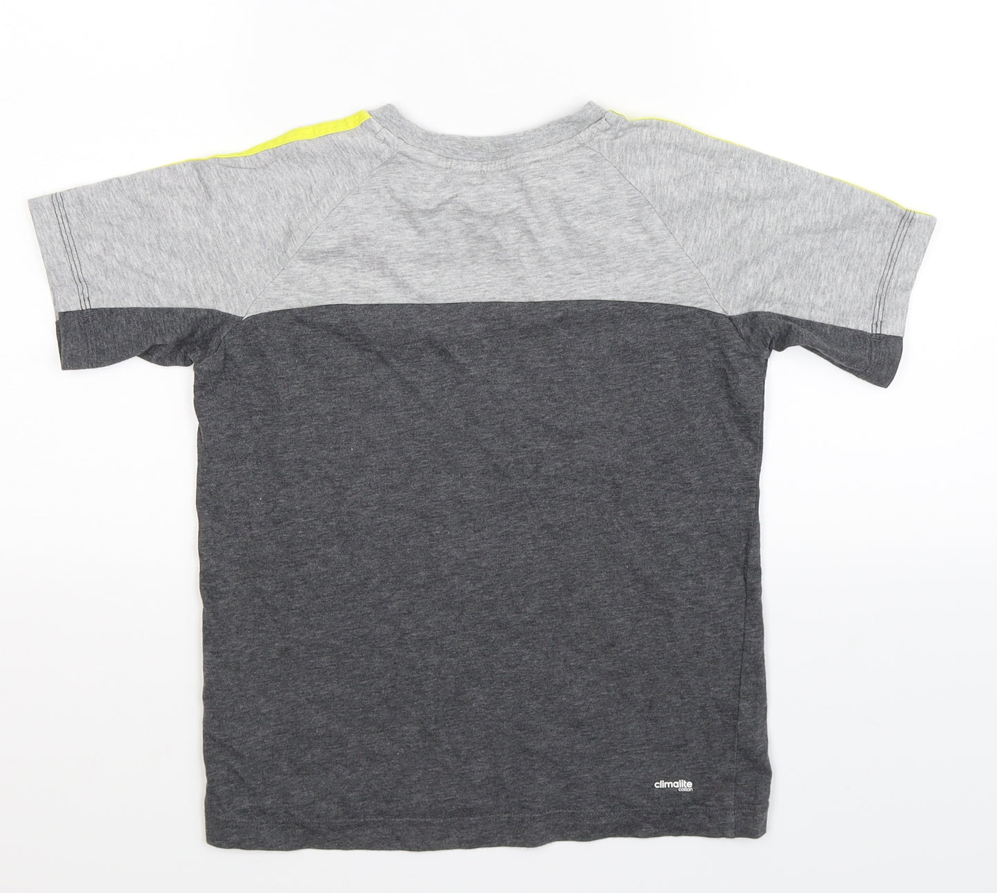 adidas Boys Grey Striped  Basic T-Shirt Size 9-10 Years