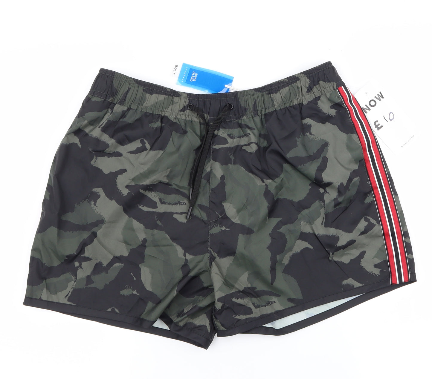 River Island Mens Green Camouflage  Sweat Shorts Size S