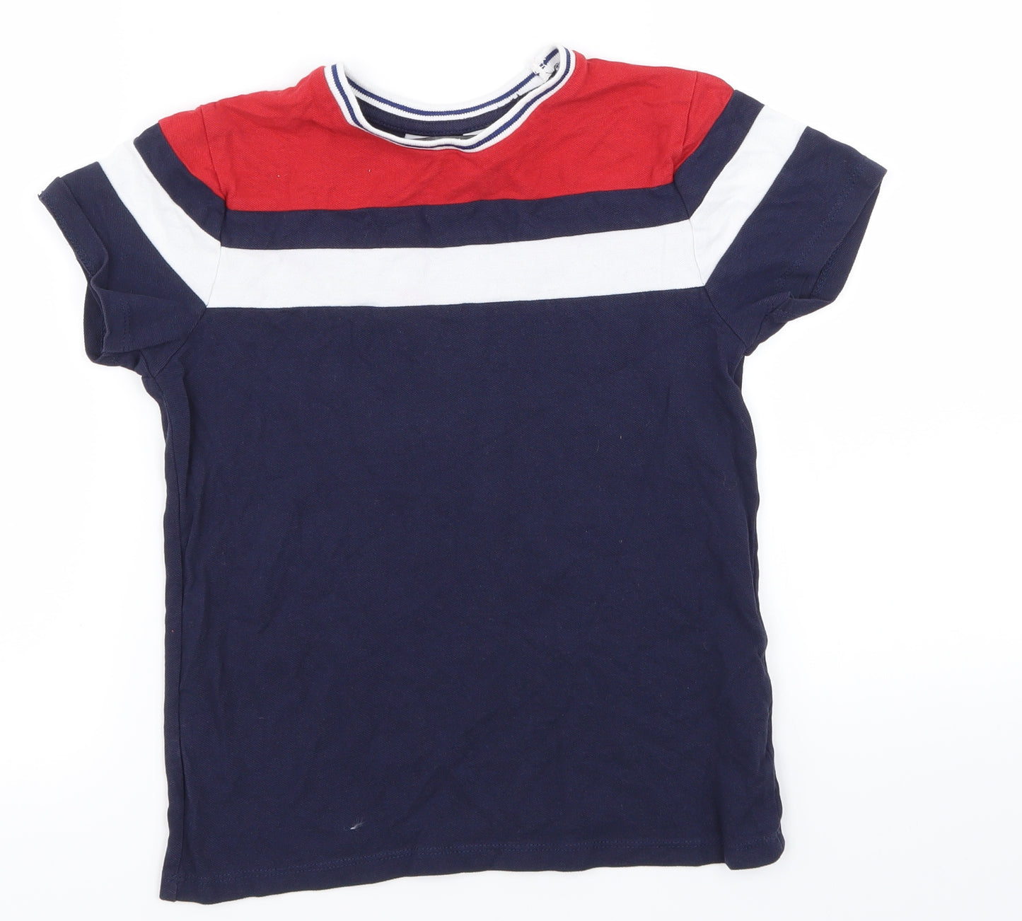 Primark Boys Blue Striped  Basic T-Shirt Size 7 Years