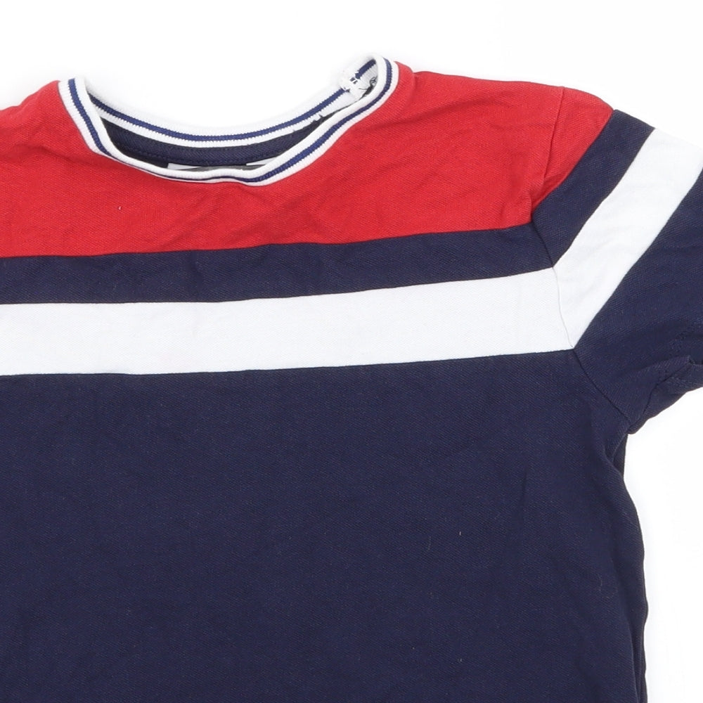 Primark Boys Blue Striped  Basic T-Shirt Size 7 Years