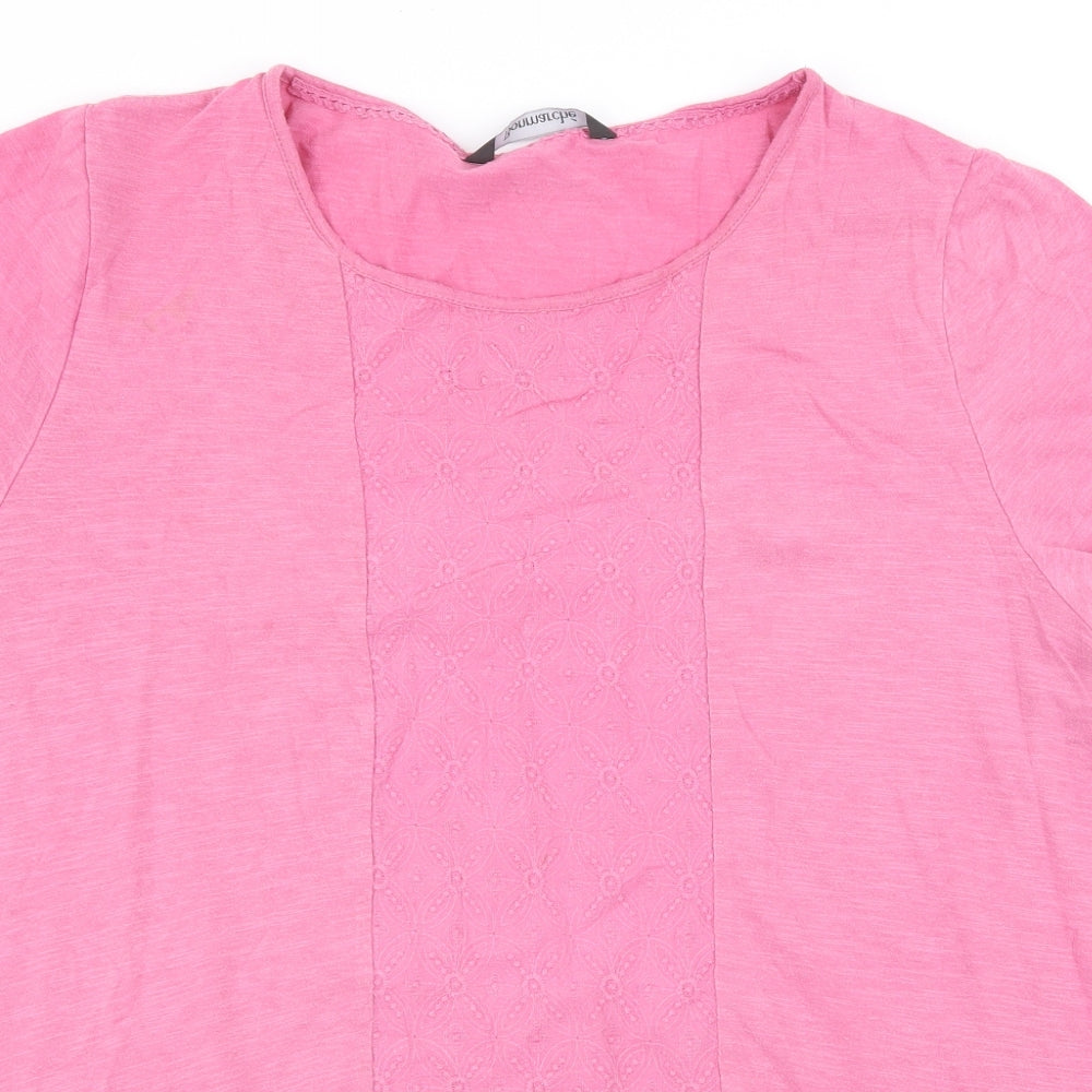 Bonmarché Womens Pink Floral  Basic T-Shirt Size 24