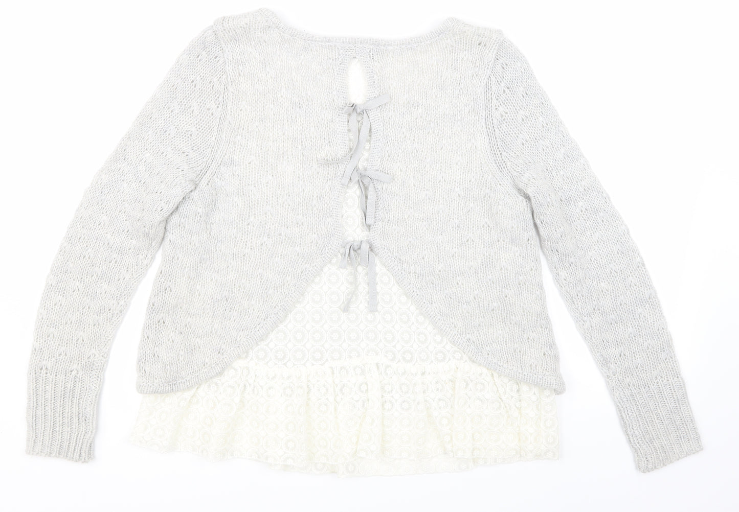 Mint Velvet Womens Grey Floral  Pullover Sweatshirt Size 12