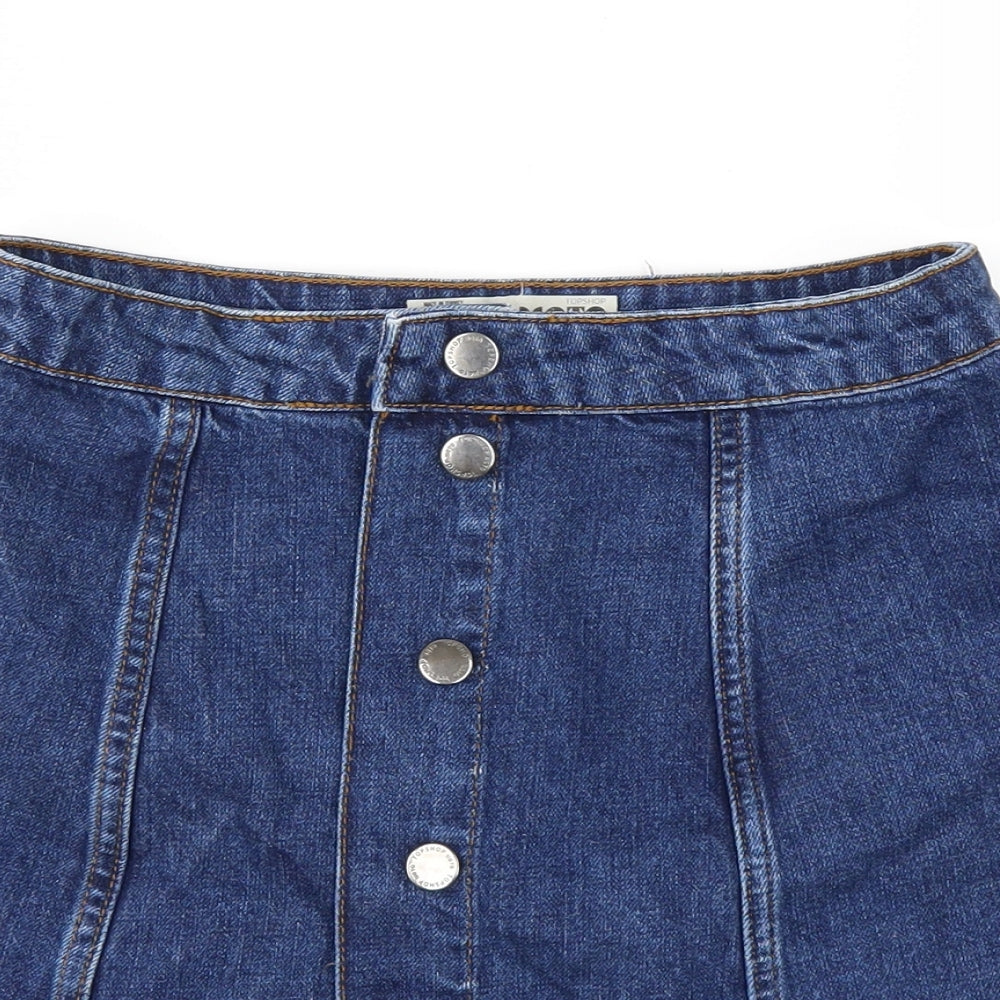 Topshop Womens Blue  Denim A-Line Skirt Size 28 in