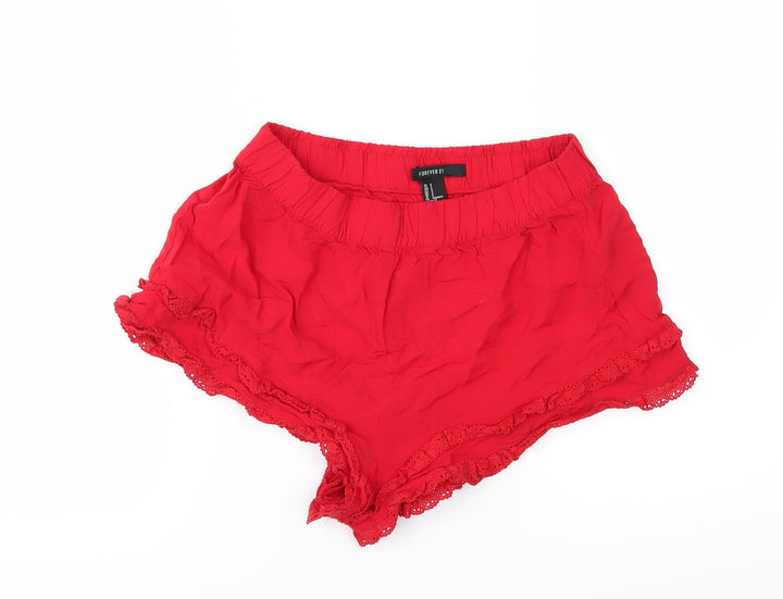 FOREVER 21 Womens Red Cut-Off Shorts Size S