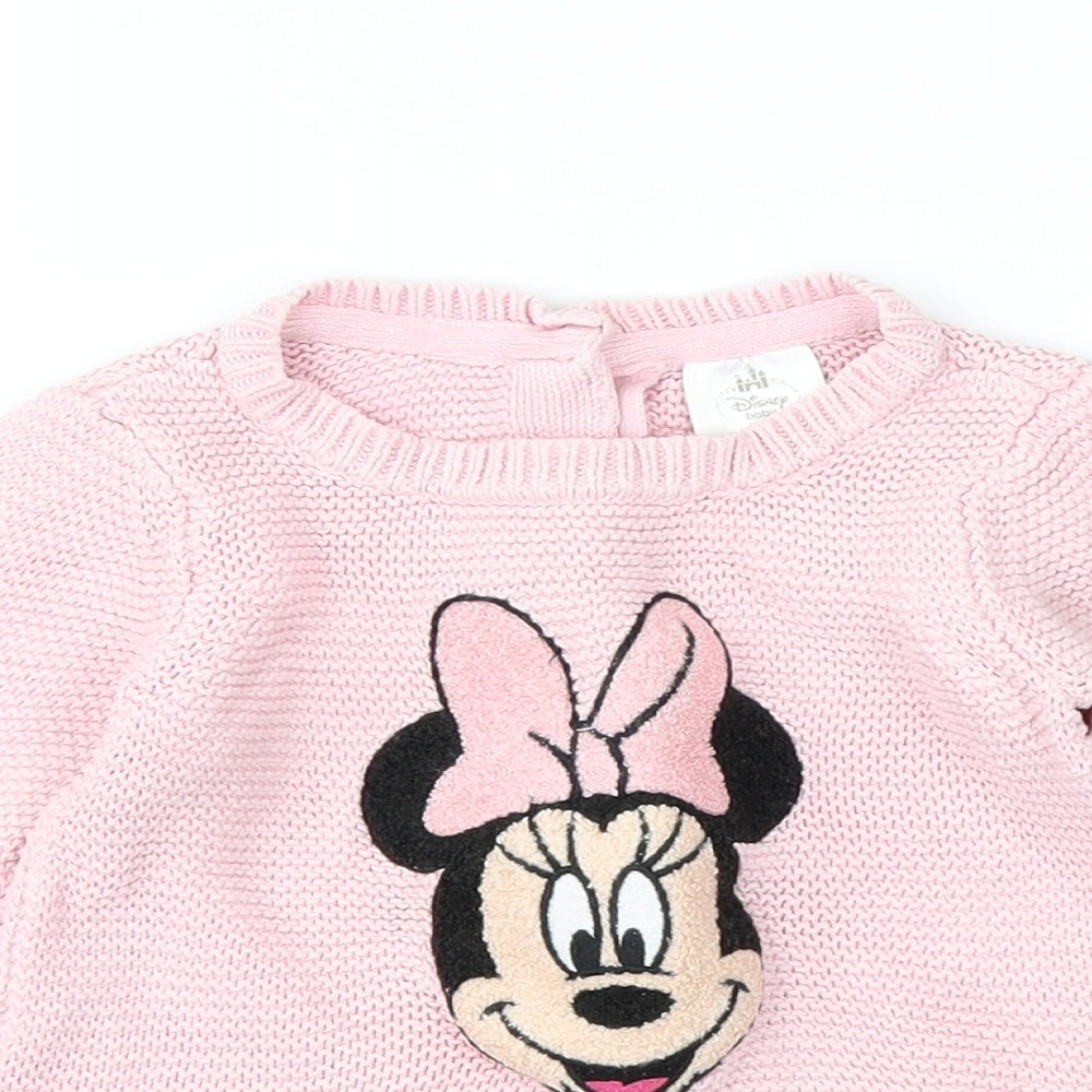 Disney Girls Pink  Knit Pullover Jumper Size 18-24 Months