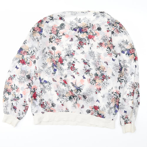 F&F Womens White Floral  Basic T-Shirt Size 14