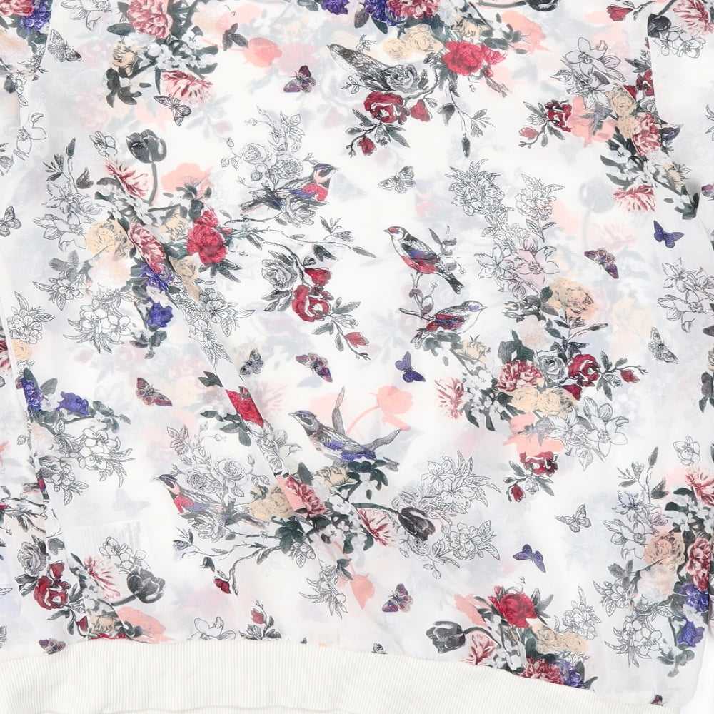 F&F Womens White Floral  Basic T-Shirt Size 14