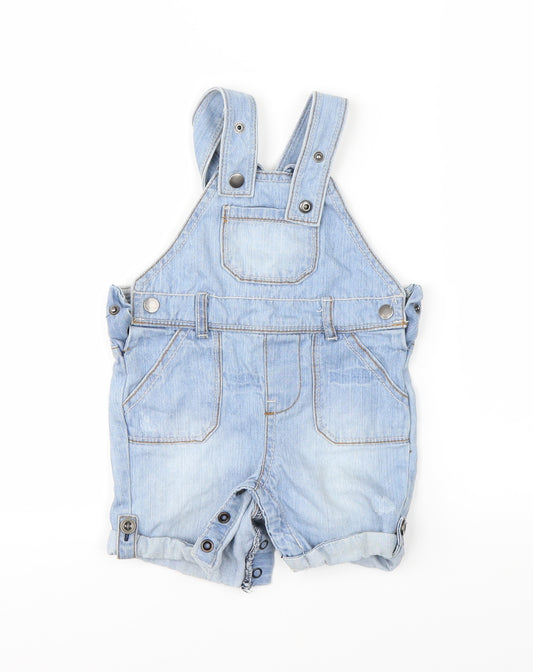 Front view of F&F Baby Blue Coverall One-Piece, size 6-9, Months