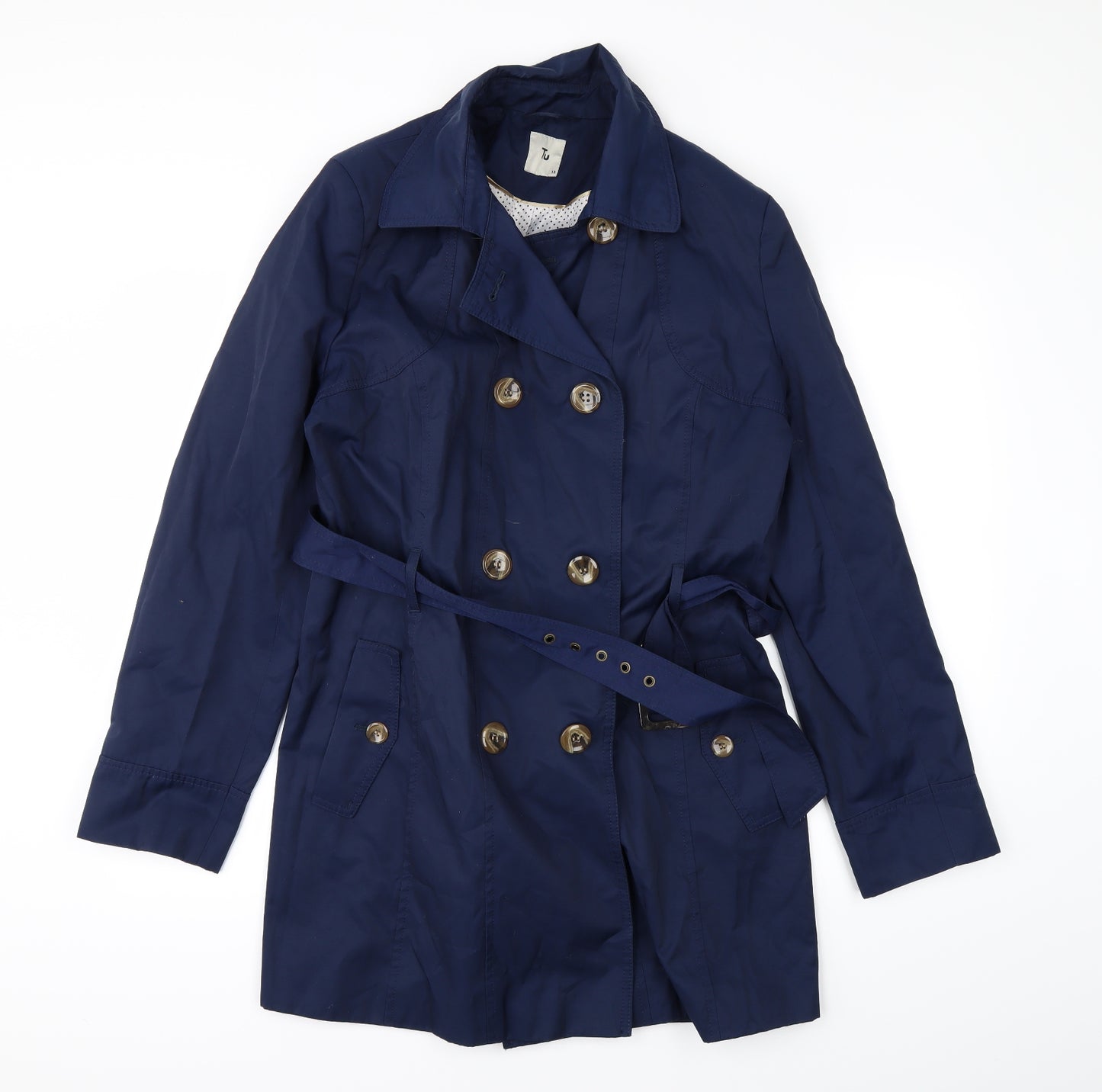 TU Womens Blue   Overcoat Coat Size 18