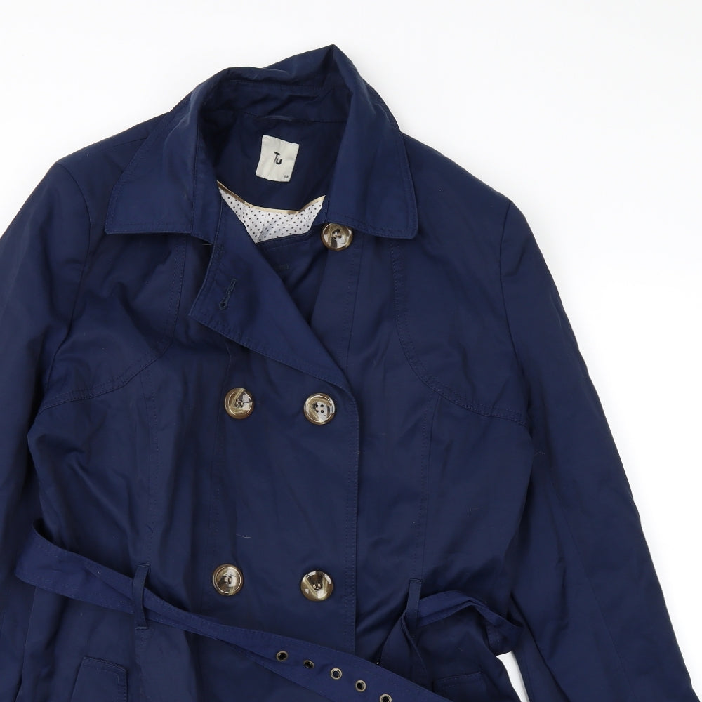 TU Womens Blue   Overcoat Coat Size 18