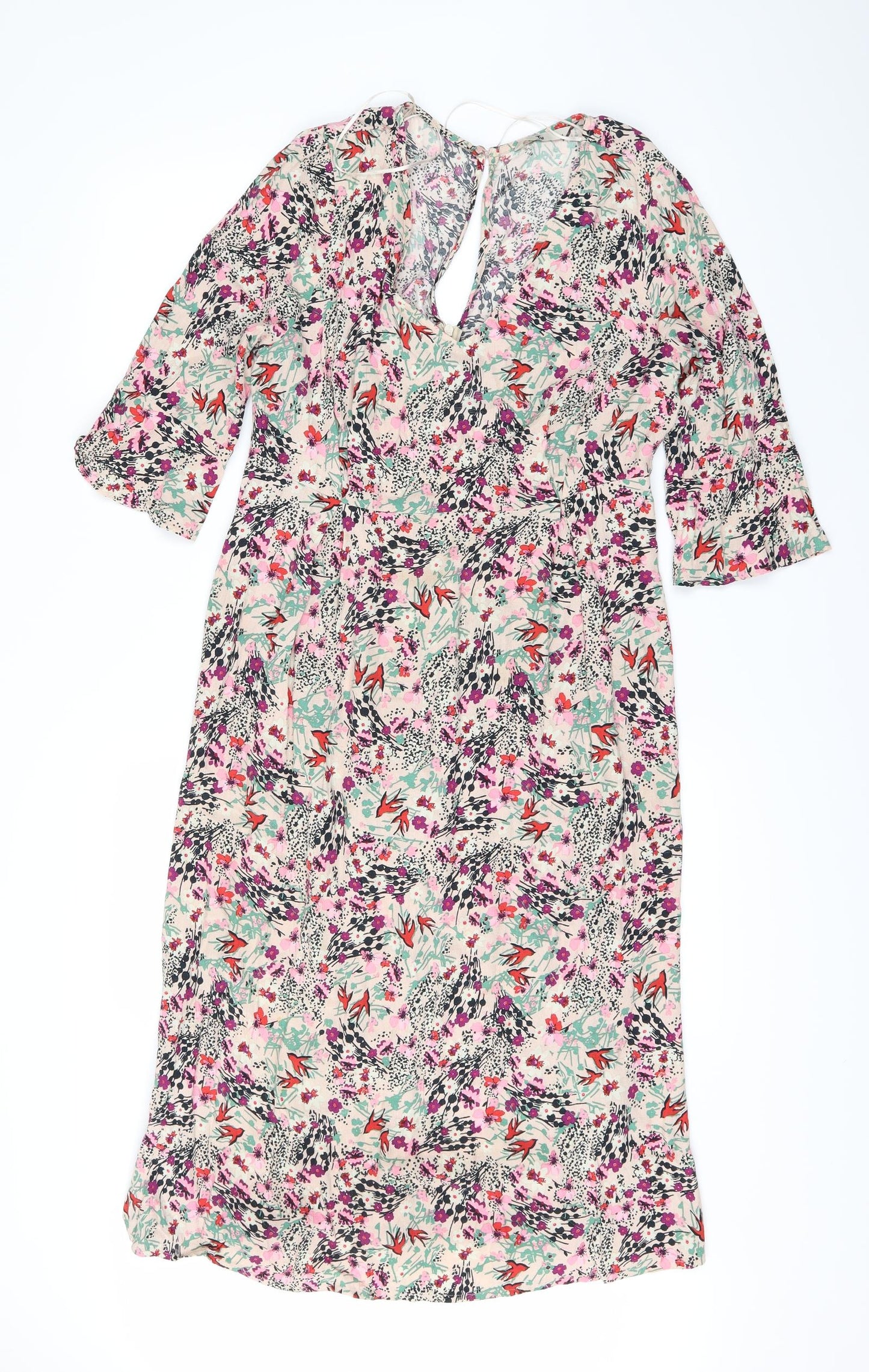 TU Womens Beige Floral  A-Line  Size 14