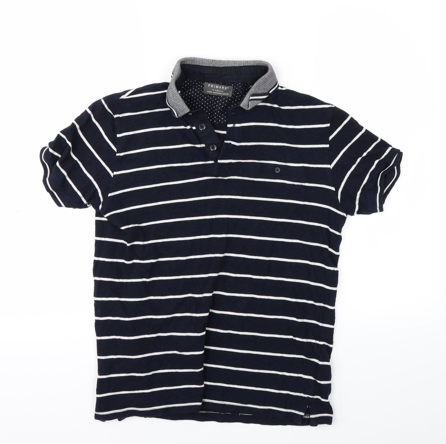 Primark Mens Blue Striped   Polo Size XS