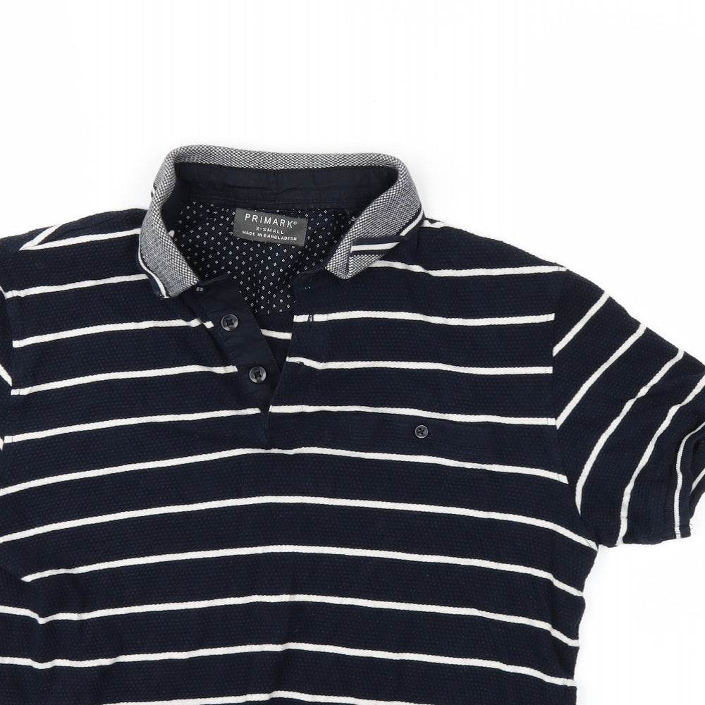 Primark Mens Blue Striped   Polo Size XS
