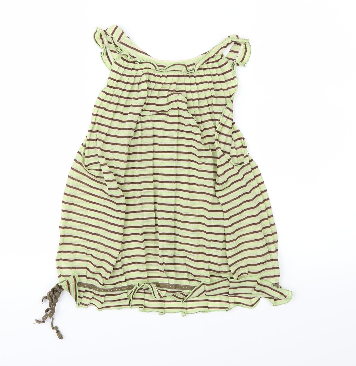 Killah Womens Green Striped  Basic T-Shirt Size S