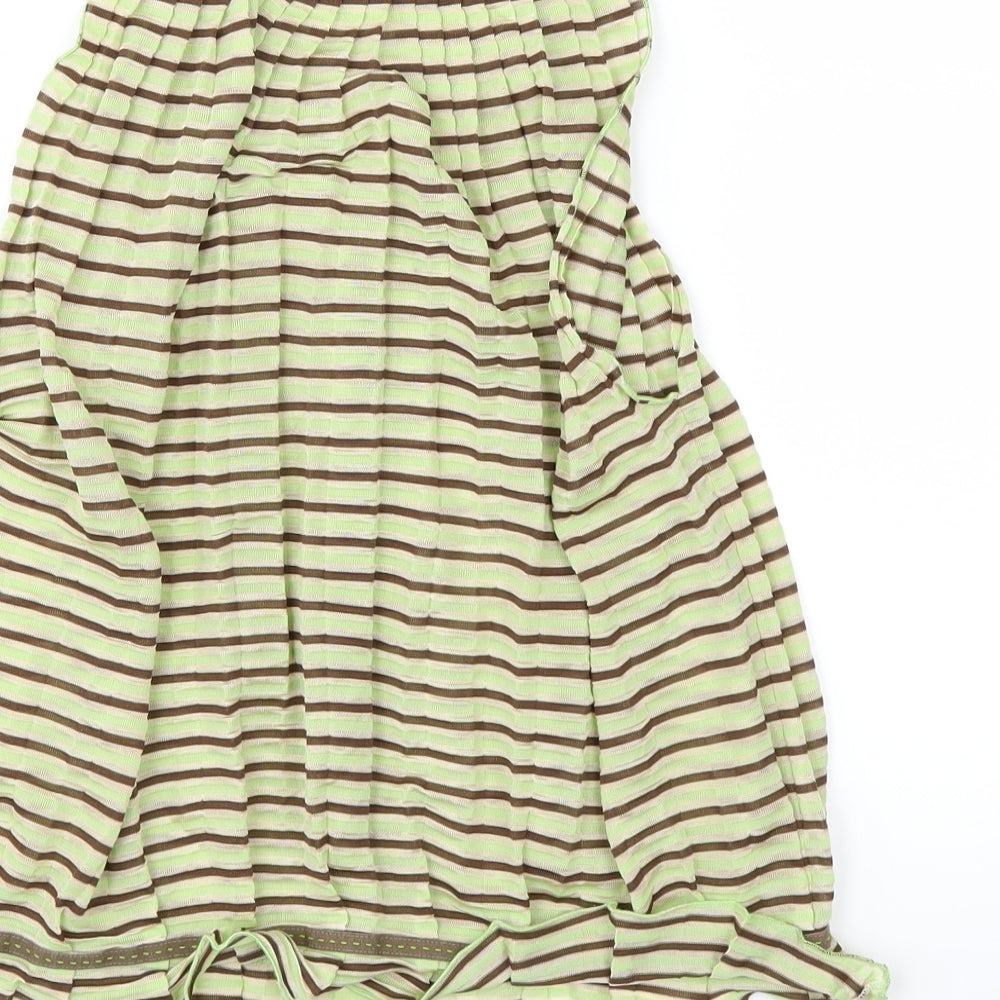 Killah Womens Green Striped  Basic T-Shirt Size S