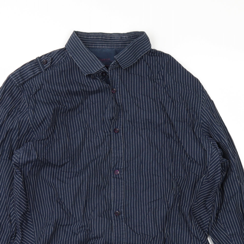 nextt Mens Blue Striped   Dress Shirt Size M