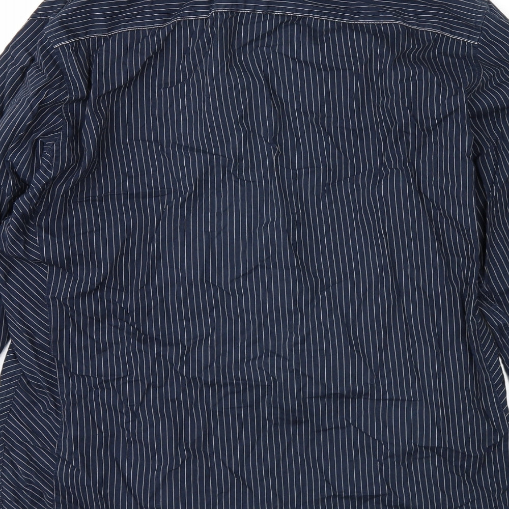 nextt Mens Blue Striped   Dress Shirt Size M