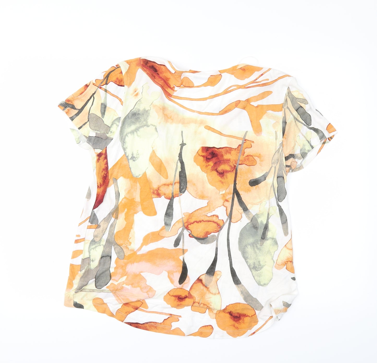 Zara Womens White Floral  Basic T-Shirt Size L