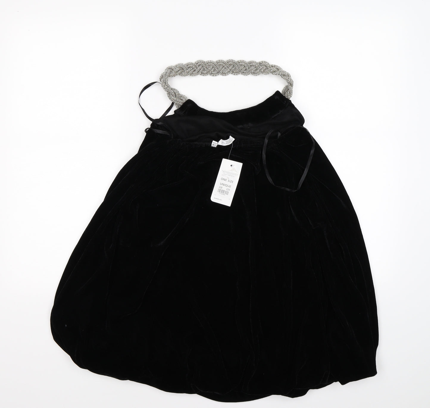 New Look Womens Black  Velour Tunic T-Shirt One Size  - puff ball