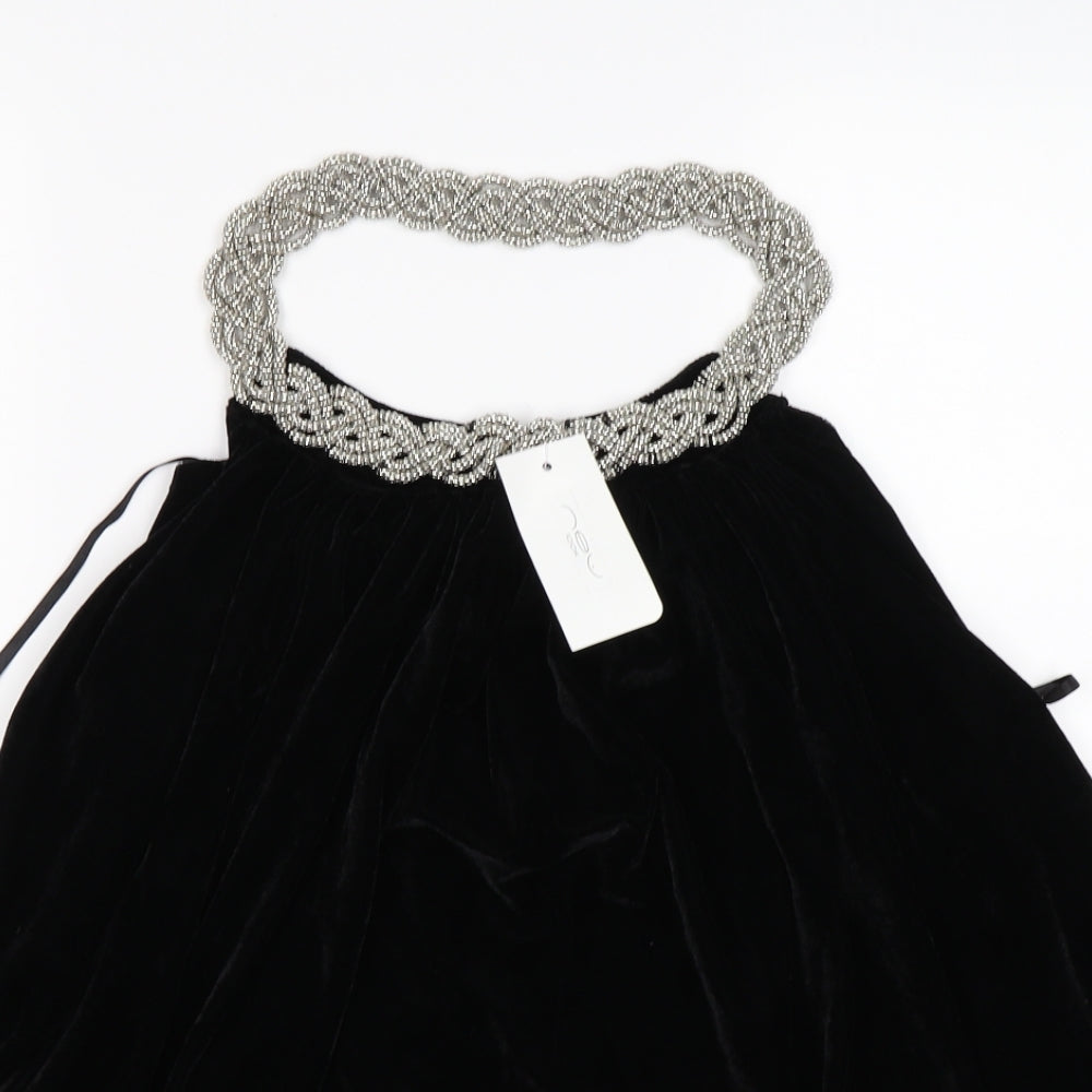 New Look Womens Black  Velour Tunic T-Shirt One Size  - puff ball