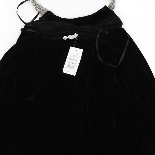New Look Womens Black  Velour Tunic T-Shirt One Size  - puff ball