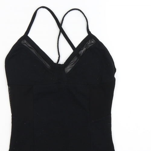 Topshop Womens Black   Bodysuit One-Piece Size 6  - mesh bust detail