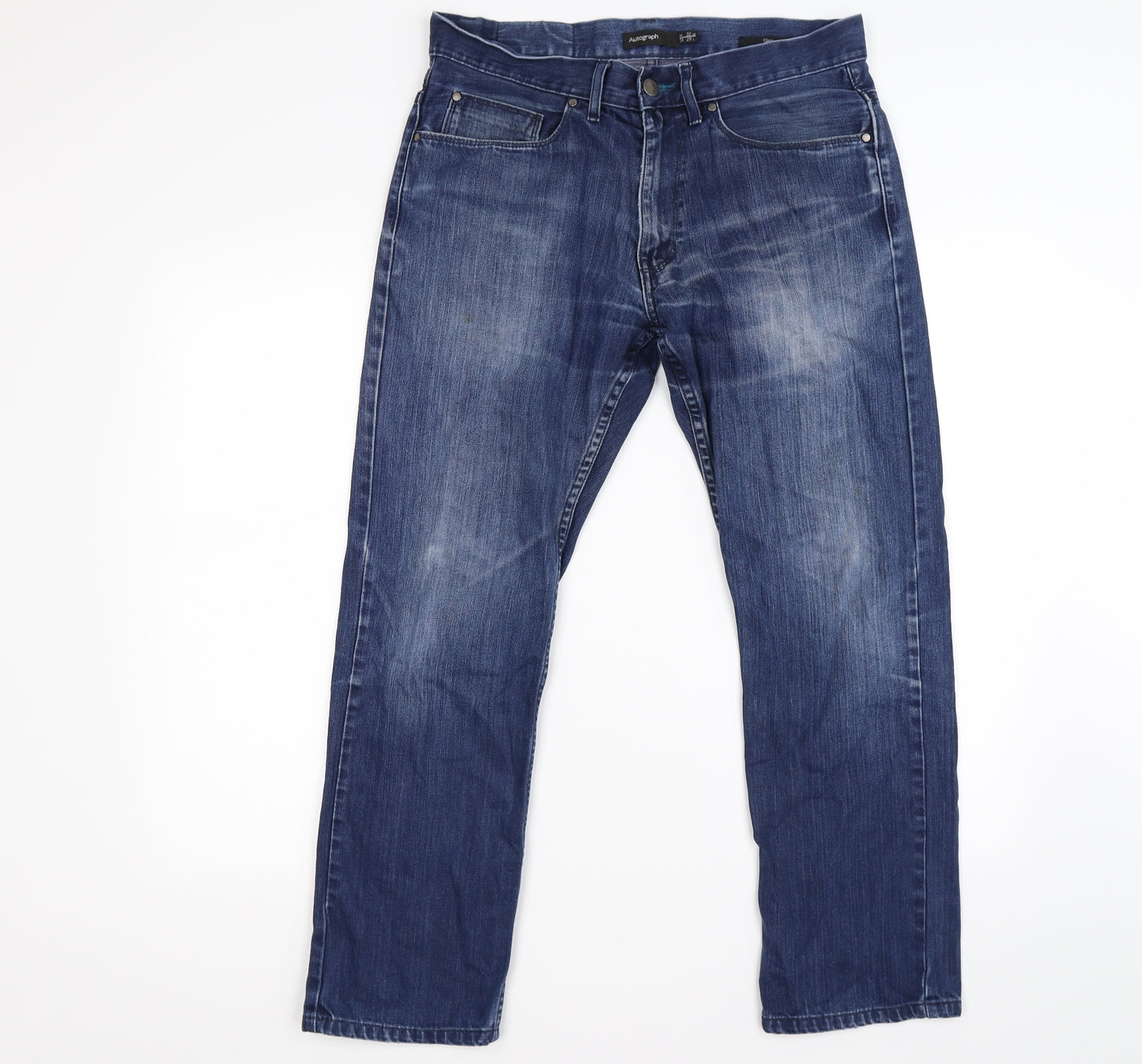 Autograph Mens Blue  Denim Straight Jeans Size 32 L29 in