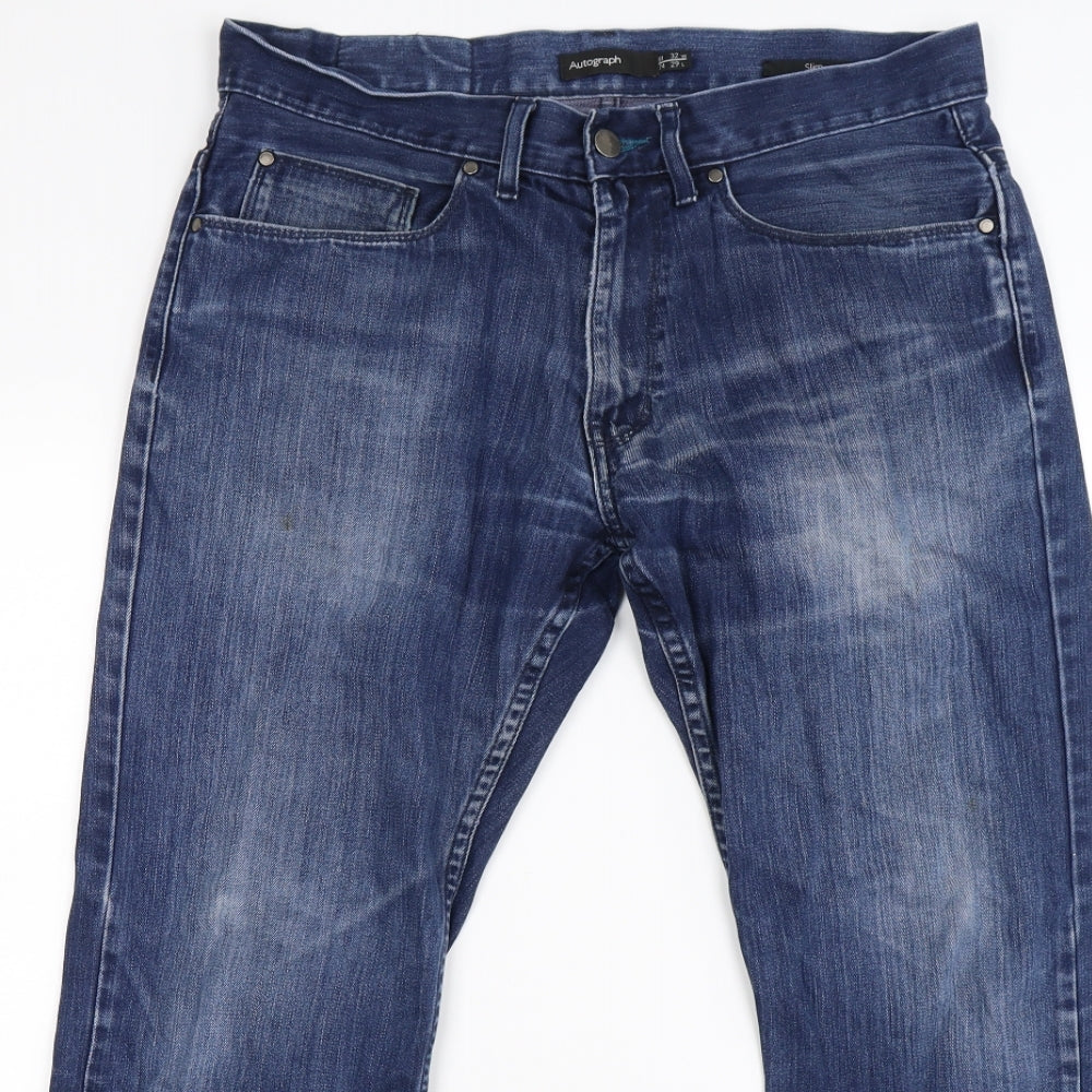 Autograph Mens Blue  Denim Straight Jeans Size 32 L29 in
