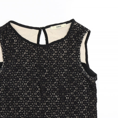 Oasis Womens Black Floral  Basic T-Shirt Size S