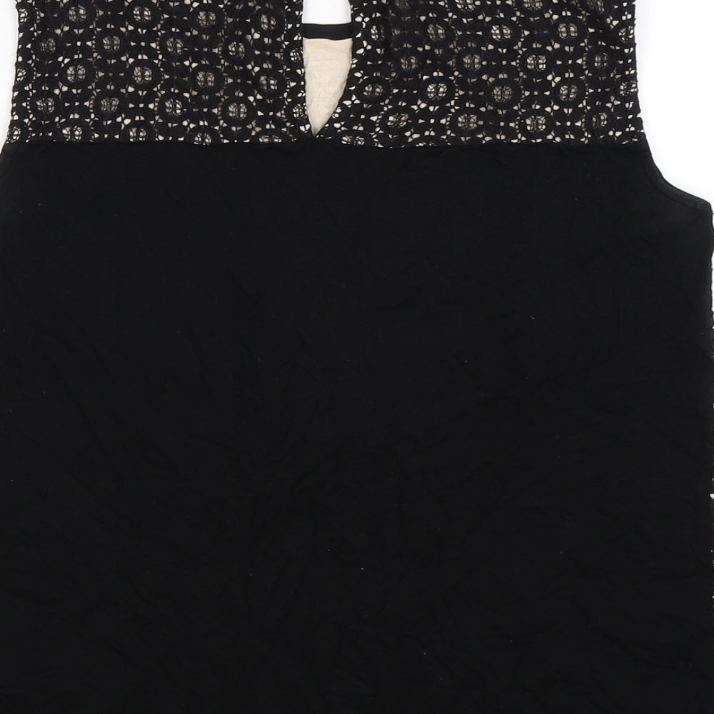 Oasis Womens Black Floral  Basic T-Shirt Size S