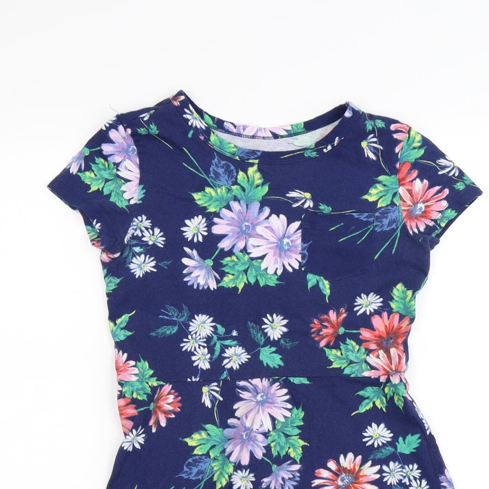 Gap Girls Blue Floral  Fit & Flare  Size 9-10 Years
