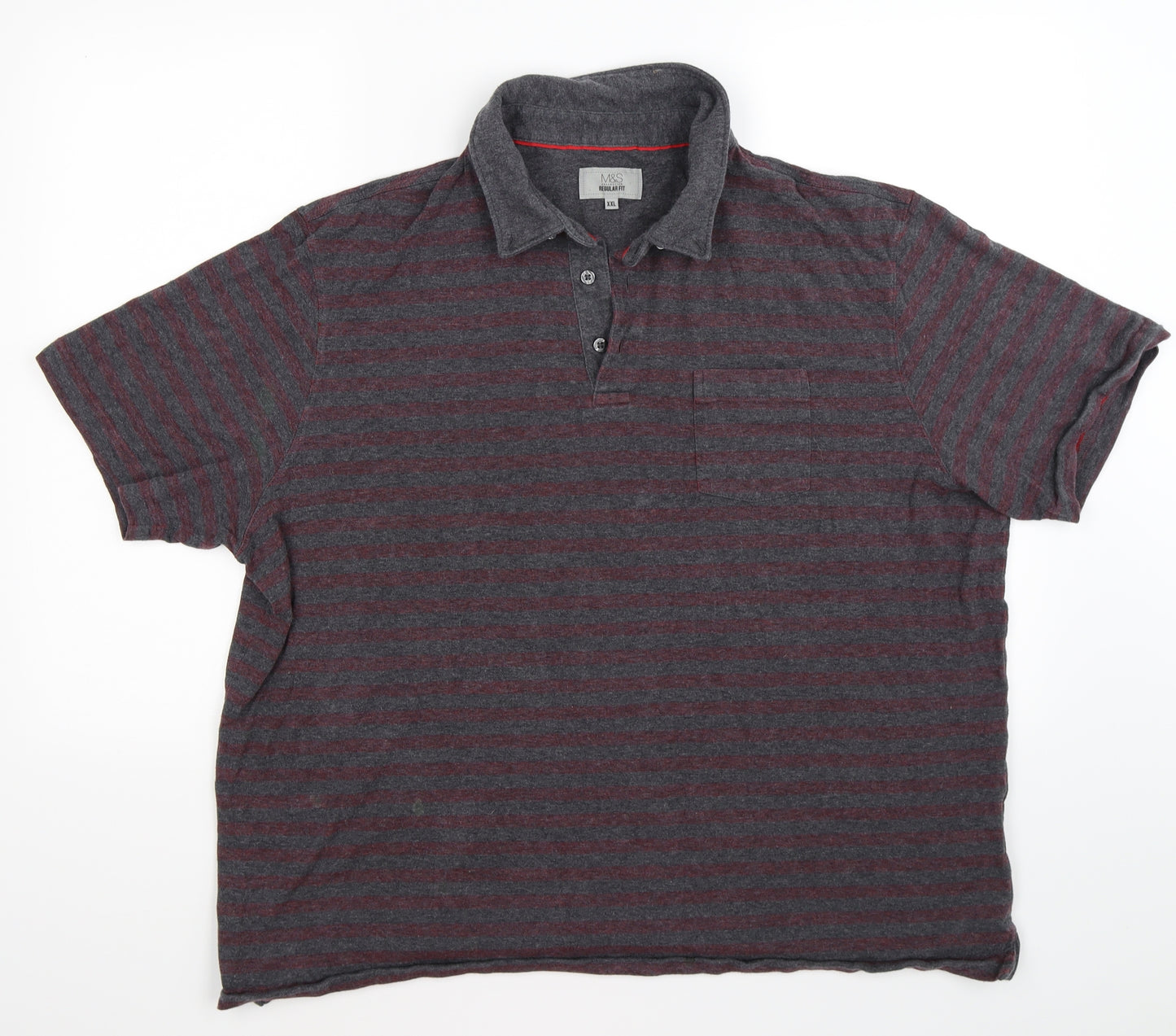 Marks and Spencer Mens Grey Striped   Polo Size 2XL