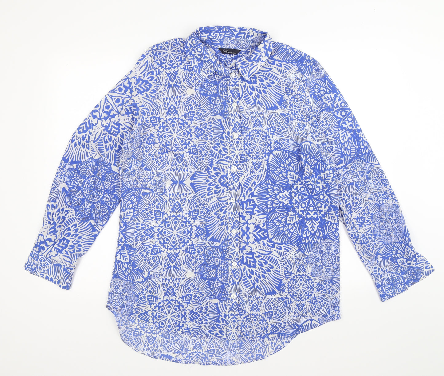 Marks and Spencer Womens Blue Geometric  Basic Blouse Size 14  - twiggy