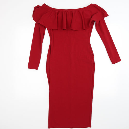 Boohoo Womens Red   Bodycon  Size 12